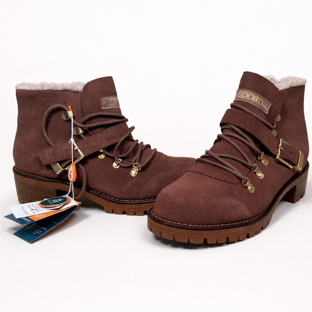 NWT SOREL Suede Shearling Ankle Boots – Women’s 9.5 – Lace Up